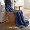 thumbnail image 6 of U by Bedsure Cooling Cotton Waffle Breathable Rayon Derived from Bamboo Twin XL Blanket,Navy,66x90 inches, 6 of 9
