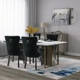 thumbnail image 3 of JESTOP Velvet Dining Chairs Set of 8, Tall Back Side Chair, Modern Upholstered High-end Tufted Side Chair with Button Back Ring, Solid Wood Legs (Black), 3 of 8