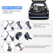 TopMate ES36 Powered Mobility Scooter 3 Wheels Trike with Off Road Tires Lightweight Folding Electric Scooter for Adult with Backrest Seat, Removable 36V 7.8AH Battery and Reverse for Travel - Gray