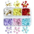 3D Flower Nail Arts Charms With Silver Beads Cute Five Petal Flower