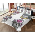 thumbnail image 4 of Ambesonne Skull Fitted & Top Sheet Set with Shams, Sugar Skull Colorful Mexican, Multicolor, 4 of 5