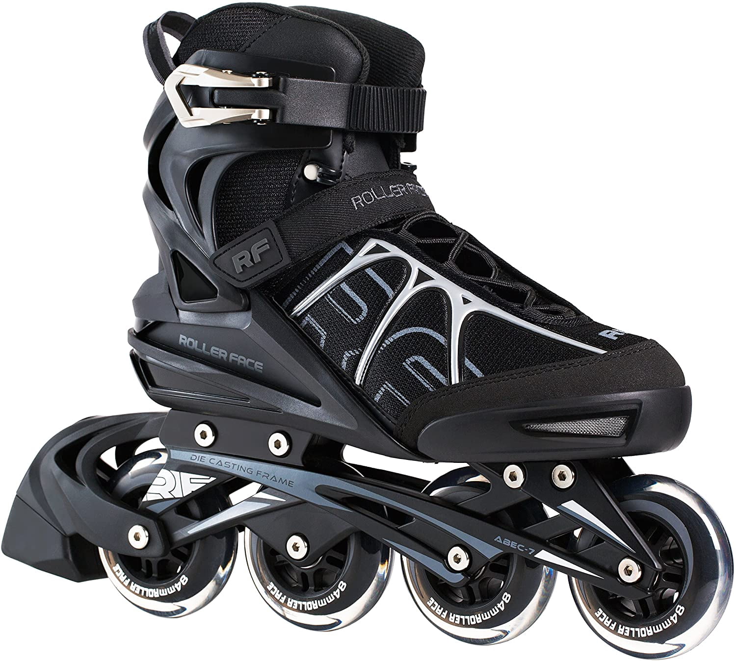 Rollerface RFSport Black Mens Adult Fitness, Sport and Recreation, Premium Inline Skate (US Men's 5)