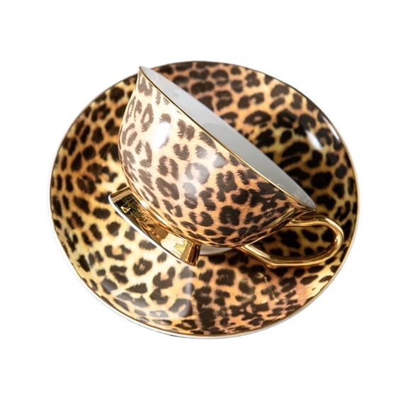 Leopard Bone China Coffee Cup Set European Luxury Tea Cup & Saucer 230ml