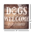 thumbnail image 3 of Dogs Welcome Brown Woodgrain 24 x 24 Glass Wall Hanging Sign, 3 of 4