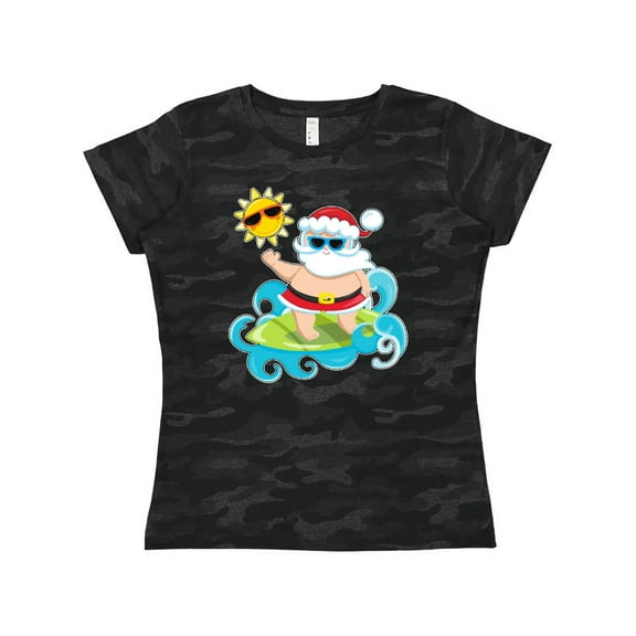 Inktastic Surfing Santa Women's T-Shirt