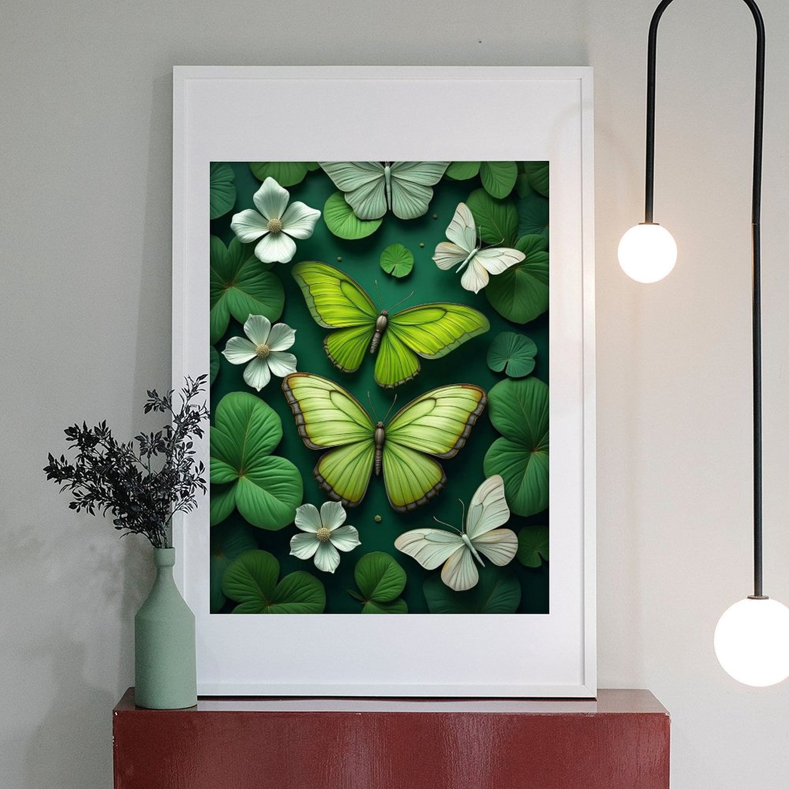 Diamond Art Kits for Adults - Modern Butterfly Green Print No.618 5D Frameless Dimond Painting Kit for Adults Beginner, Round Diamond Kits for Home Wall Decor, Gift for Women