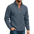 thumbnail image 2 of Men's Casual Solid Color Full-Zip Stand Collar Jacket Long Sleeve Polyester Blend Warm, Lightweight Fashion Work Office Golf Hiking Outdoor Top Essential Gift | JASKFLY,Dark Gray M, 2 of 9