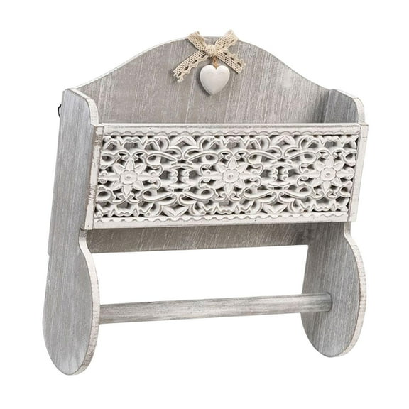 FashionCha Paper Towel Roll Holder with Top Storage Shelf Wooden Wall Mount Farmhouse Style