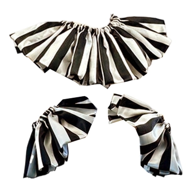 Conjunto de puños de cuello de payaso, fácil de usar, accesorio fotográfico para fiesta, disfraz de Halloween para festival Franja blanca y negra