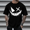 thumbnail image 1 of Blusas y camisas de manga corta con cuello redondo para hombre, blusas casuales de verano a la moda con cuello redondo y estampado para hombre., 1 of 4