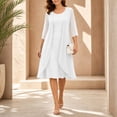 thumbnail image 6 of Wovilon Women's 2-Piece Chiffon Midi Dress Set with Open Front Cardigan and Sleeveless Round Neck Tank Dress, Elegant Layered Outfit for Vacation and Daily Wear, 6 of 9