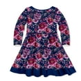 thumbnail image 2 of Millie Loves Lily Navy Floral Dress with Decorative Buttons and Contrast Banding, Big Girl, Size 8, 2 of 4