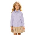thumbnail image 7 of Girls Striped Long Sleeve Shirts Boys Button Down Formal Uniform Collared Shirt with Chest Pocket Spring Fall Clothing 12-13 Years, 7 of 7