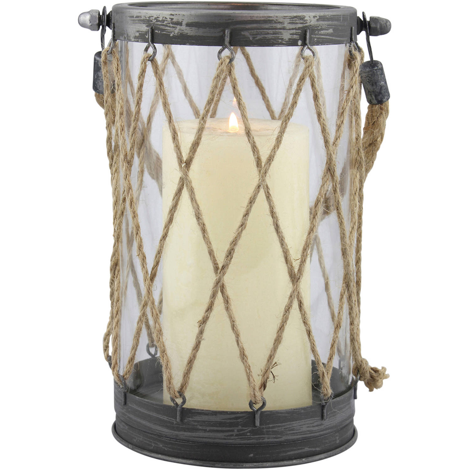 Stonebriar Collection Large Vintage Zinc And Twine Nautical Candle