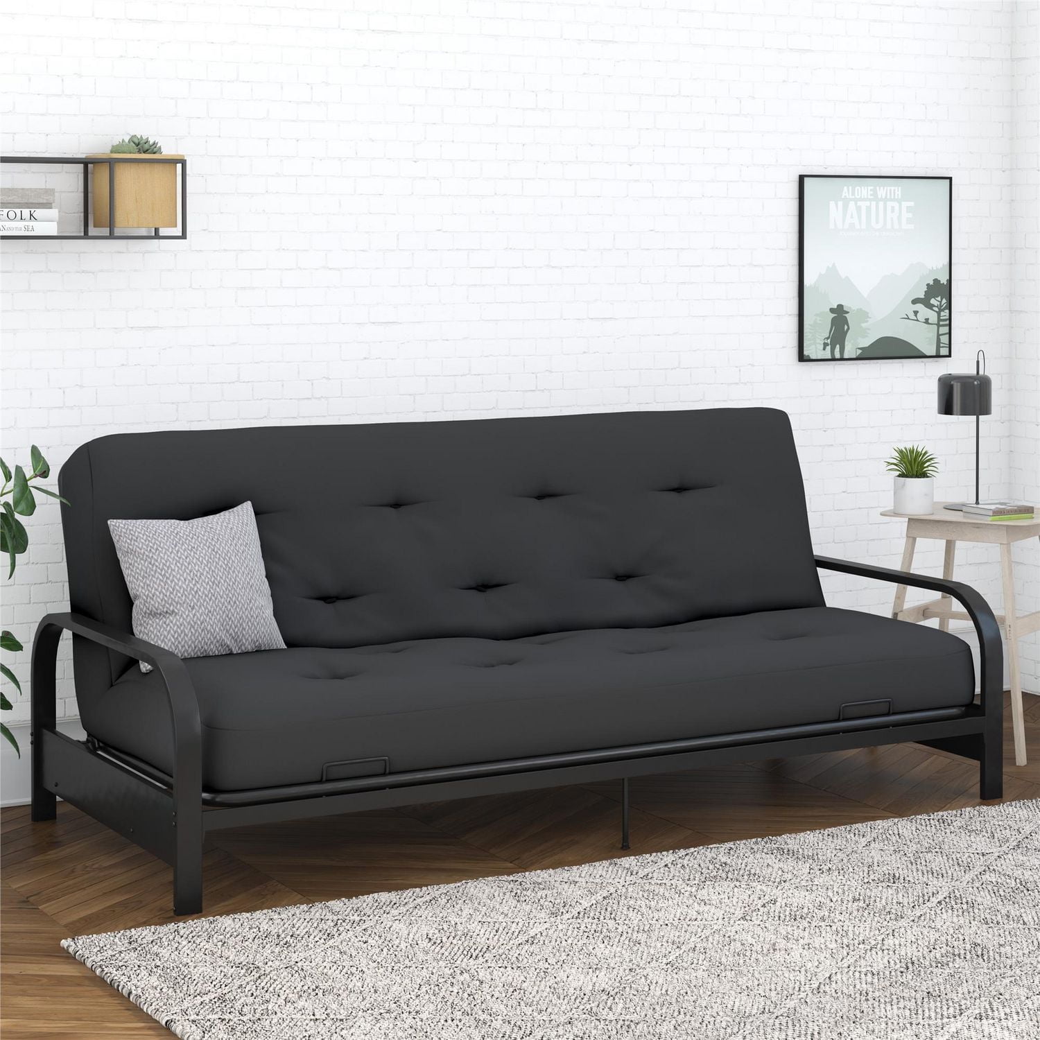 Matelas futon à ressorts ensachés de 8 po Trule de Signature Sleep, simili-lin de polyester, format deux places, gris-taupe