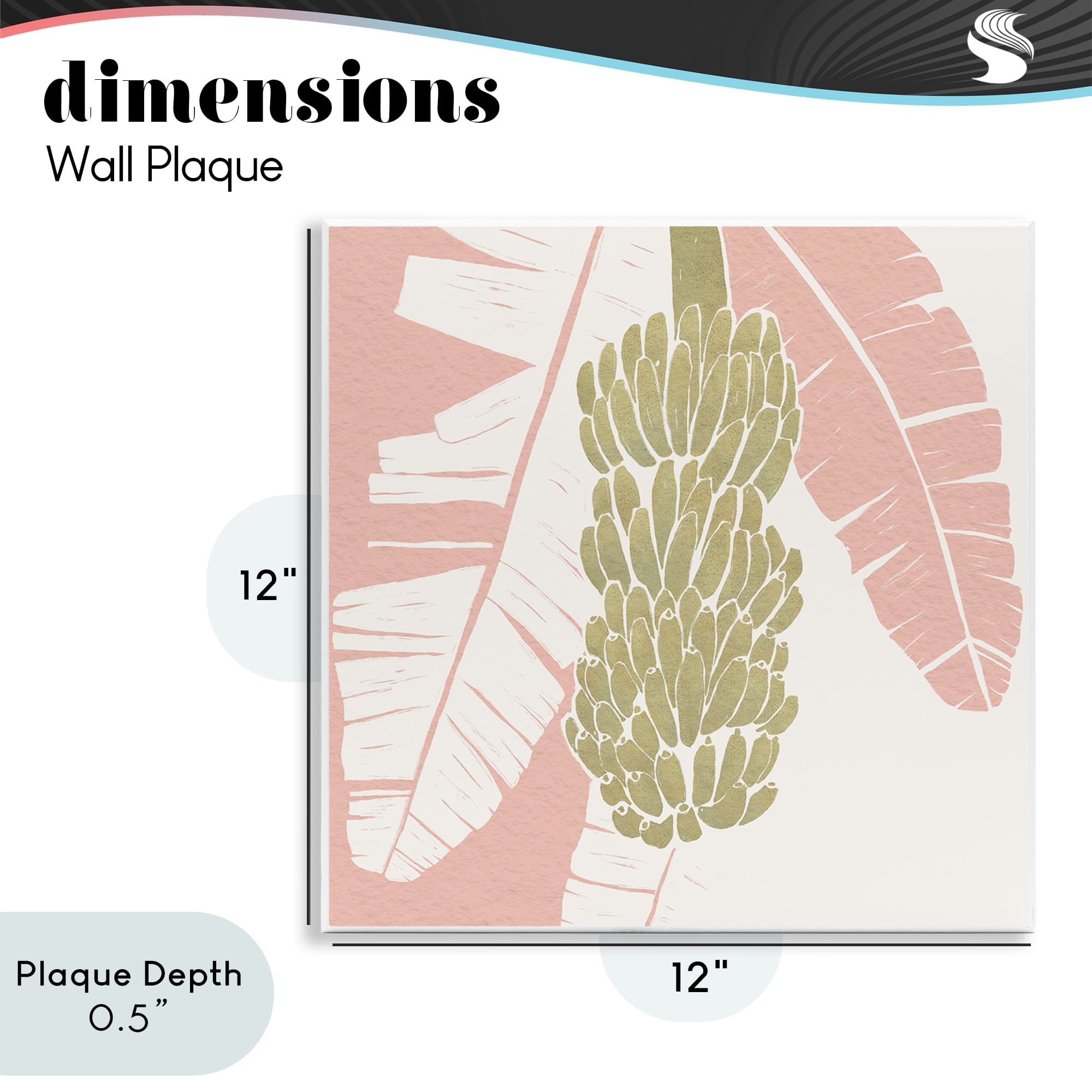 Stupell Industries Banana Bunch Amid Pink Leaves Wall Plaque Art, design by Yuyu Pont