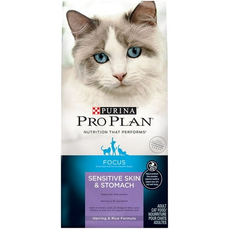 Purina Pro Plan FOCUS Sensitive Skin & Stomach Herring & Rice Formula Adult Dry Cat Food, 3.5 lb. Bag