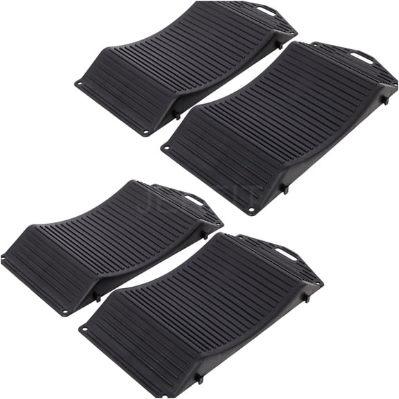 JERFIT 4-Pack Black Tire Saver Ramps, Anti-Slip Hard Plastic Wheel Cradles for Vehicle Storage, Prevent Flat Spots & Tire Damage