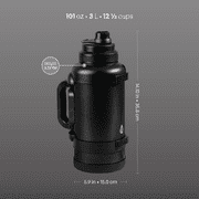 TAL 3 Liter Stainless Steel Zeus Black Water Bottle with Leak-Proof Lid