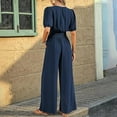thumbnail image 4 of GILIGEGE Womens Jumpsuits Short Sleeve V Neck Dressy Casual Wide Leg Pants Romper 2025 Summer One Piece Outfits Loose Jumpsuits Rompers with Pockets Casual Wide Leg Pants Romper 2025 Summer Outfits, 4 of 5
