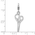 thumbnail image 5 of Auriga 925 Sterling Silver Polished 3-D Scissors Charm with Fancy Lobster Clasp for Women, 5 of 6