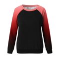 thumbnail image 5 of Youyipin Long Sleeve Shirts for Women Oversized Sweatshirt for Women Fall Winter Trendy Patchwork Color Plunge Sleeve Round Neck Lightweight Pullover Tops, 5 of 5