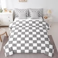 thumbnail image 1 of Erosebridal Gray Checkered Queen Bed In A Bag 7 Piece White Grey Checkerboard Grid Bedding Set,Geometric Buffalo Plaid Comforter Set With Sheets For Kids Boys Teen Adults Men Gingham Bed Set, 1 of 5