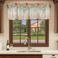 thumbnail image 6 of 2 Pack Valances for Window, Watercolor Floral Short Curtains for Kitchen Bedroom Living Room, Spring Roses Eucalyptus Leaf Plants Beige Rod Pocket Small Window Treatment Valance Drapes 42 x 18 Inch, 6 of 8