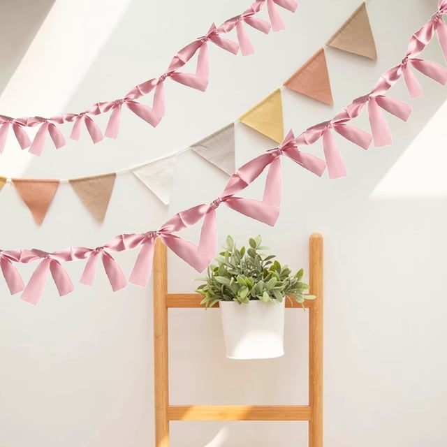 Xihbxyly Decoración de Pajarita, Artesanía Hecha a Mano, Accesorio Versátil para Árbol de Navidad, Glamour Navideño, Decoración Festiva para El Hogar, Regalo Especial, 180 Cm de Largo, Tela P-Ink