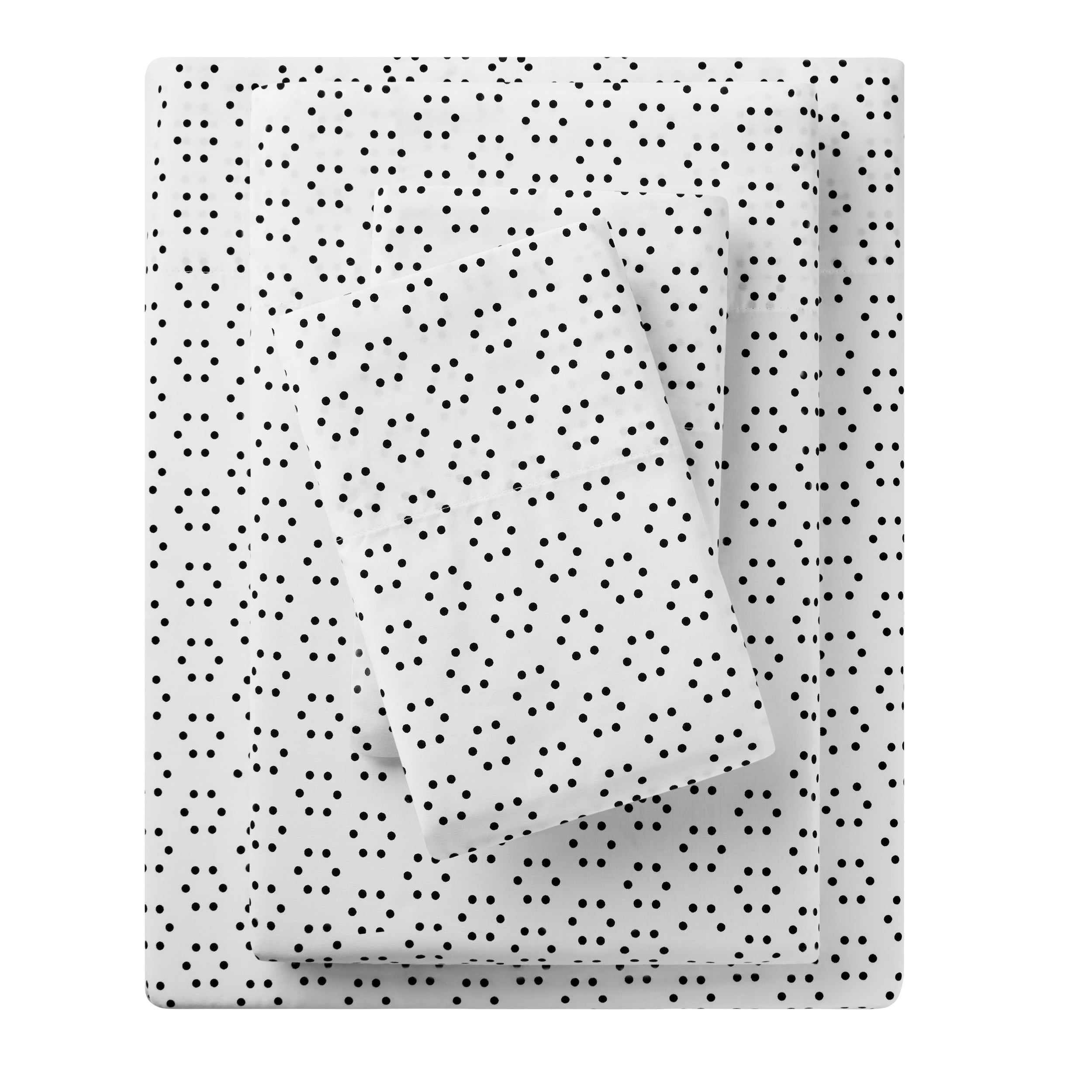 Mainstays 300 Thread Count Black Floral Dot Sheet Set, Full