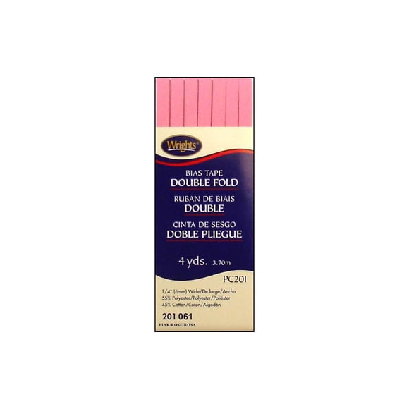 Wrights Bias Tape Dbl Fold 4Yd Pink