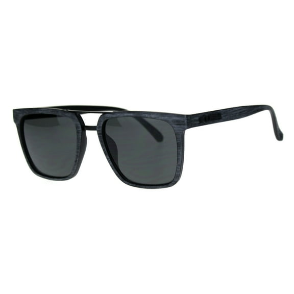 Kush Metal Bridge Thin Plastic Horn Classy OG Sunglasses Gray Woodgrain Black