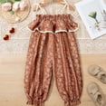 thumbnail image 6 of Toddler Baby Girls Romper Sleeveless Jumpsuit Summer Clothes Adjustable Tie-Up Strap with Pocket Headband 12 18 Months 1T 2T 3T 4T Gibobby,4-5 Years,Brown, 6 of 9
