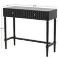 thumbnail image 3 of DecMode 36" x 30" Black Wood Handmade 2 Drawer Console Table with Gold Handles, 1-Piece, 3 of 9