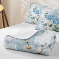 thumbnail image 4 of Erosebridal Botanical Flower Quilt Full, Cute Blossom Full Bedspread Sets, Gray Reversible, Soft Blue White, 3-Piece (1 Coverlet and 2 Pillowcases), 4 of 7