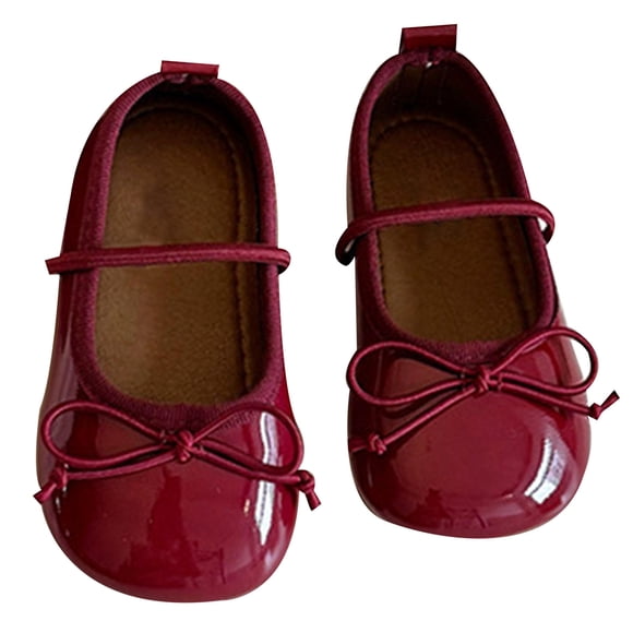 MIASHUI Toddler Girls Ballerina Flats Kids Mary Janes School Uniform Dress Shoes,Red,6.5-7 Years