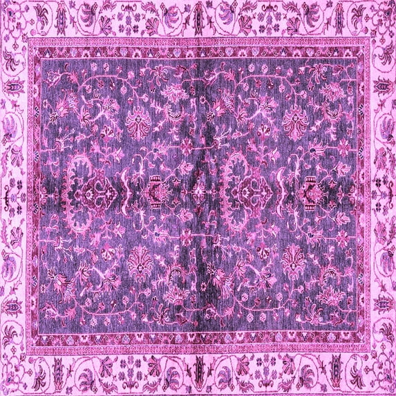 Ahgly Company Indoor Square Oriental Purple Traditional Area Rugs, 7' Square