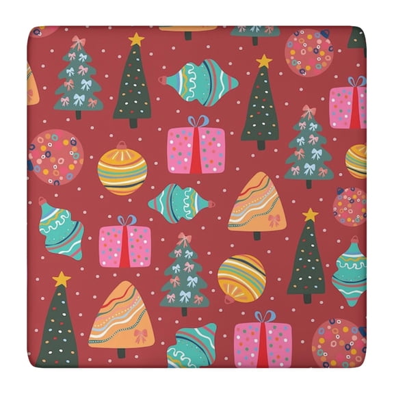Holiday season Christmas tablecloth 36x36 square size with elastic border, spandex construction resists wrinkles during extended party use
