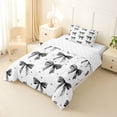 thumbnail image 2 of Manfei Black Bowknot Polka Dot Twin Comforter Sets For Girls,Girly Bow Pattern Bedding Set,Reversible,2-Piece, 2 of 7