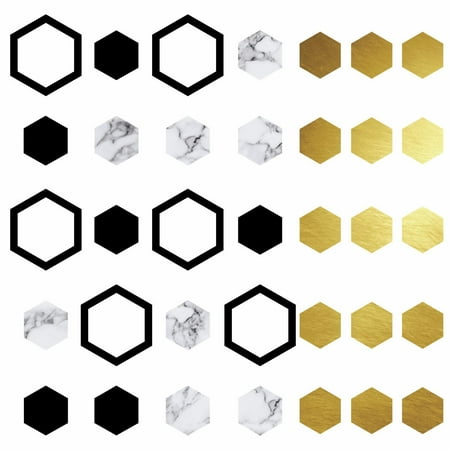 - Hexagon Peel And Stick Wall Decals With Foil