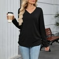 thumbnail image 3 of zbxnLI Long Sleeve Shirts for Women Fall Tunic Tops Solid Color Basic Tees Loose Classic T-Shirts, 3 of 6