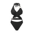 thumbnail image 5 of Erwazi One Piece Swimsuits for Women Solid Slim Monokini Padded Casual Vacation Pool Swim Bathing Suit, 5 of 5
