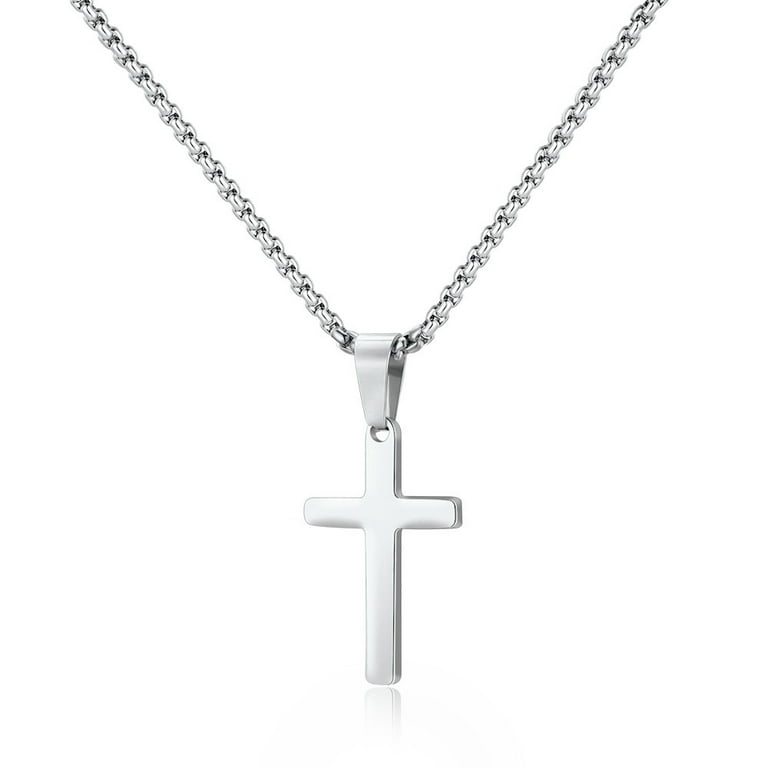 Walmart mens silver cross best sale necklace