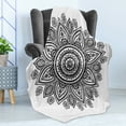 thumbnail image 4 of Ethnic Soft Flannel Fleece Blanket, Sunflower Pattern in Doodle Style with Geometrical Elements Circles and Lines Print, Cozy Plush for Indoor and Outdoor Use, 50" x 60", White Black, by Ambesonne, 4 of 5