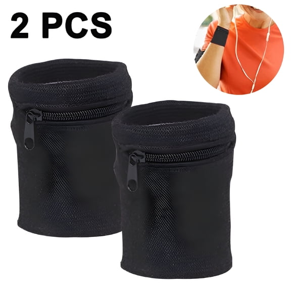 TELOLY Sport-Wristband Wrist-Pouch Zipper Wrist-Wallet - Running Tennis Wrist Wallet Thick Solid Color Sweatband Wallet for Keys ID Cards