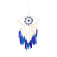 thumbnail image 2 of 2pcs Iron Woven Web/Net with Feather Decorations with Wood and Plastic Beads Covered with Lint and Cord Deep Sky Blue 675mm, 2 of 4