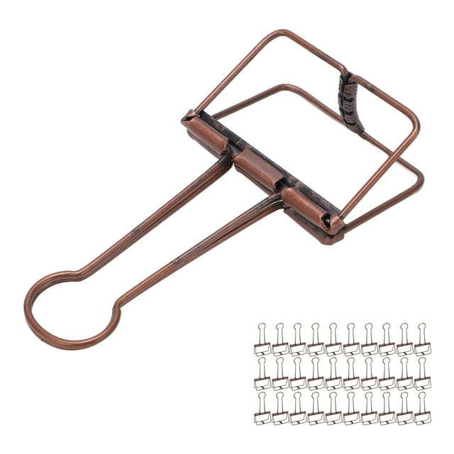 Wire Binder Clips, 30Pcs Paper Clamps Simple Style For Tickets Black,Bronze,Purple Bronze
