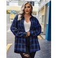 thumbnail image 3 of Zeagoo Womens Plus Size Flannel Plaid Shirt Roll Up Long Sleeve Mid-Long Button Down Shirts Casual Boyfriend Tops, 3 of 6