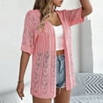 thumbnail image 4 of FAIWAD Short Sleeve Cardigan for Women Hollow Out Crochet Solid Color Boho Cardigans Lightweight Open Front Outwear, 4 of 7
