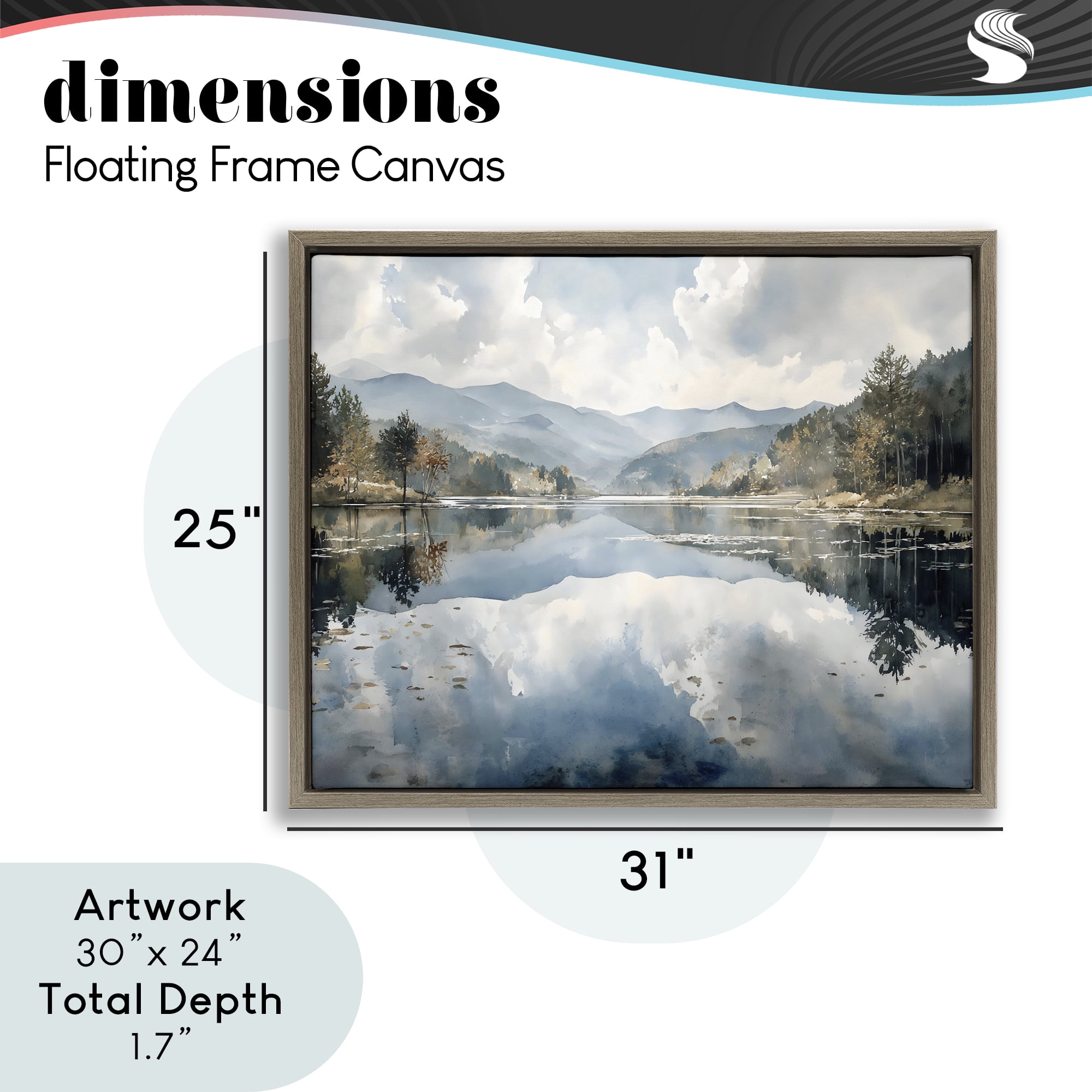 Stupell Industries Nature's Reflection on Mountain Lake Brown Framed Floater Canvas Wall Art, design by Franklyn Gregory